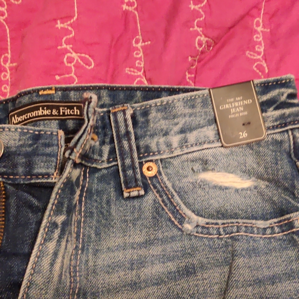 Abercrombie size 26 vintage wash "girlfriend" jeans.